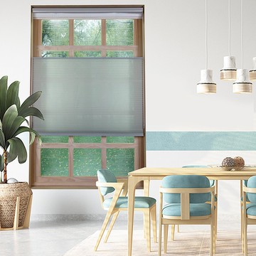 水綠上下開合雙循環珠鍊透光蜂巢簾 (Water Green)