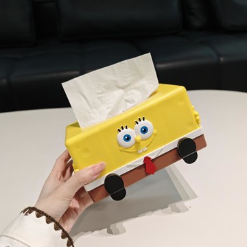 現貨速發海绵宝宝卡通纸巾盒简约客厅桌面摆件创意收纳抽纸盒家用送礼新款
