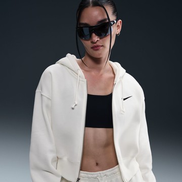 NIKE AS W NSW PHNX FLC LSE CROP FZ 女連帽短版夾克 白-HJ0941133