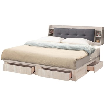 【Hampton 漢汀堡】愛德娜白橡色5尺四抽床組-附USB插座