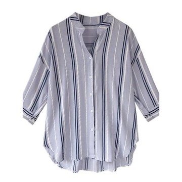 職業襯衫女設計感小眾胖MM條紋雪紡短袖2025夏季大碼顯瘦通勤上衣