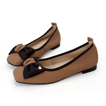 Keegan 法式甜心真皮蝴蝶結低跟娃娃鞋