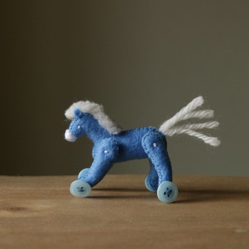 立體手縫偶擺飾 / 藍色迷你馬 #78