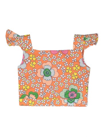Stella McCartney Kids - floral-print cotton top - kids - Cotton/Cotton - 3 - Orange