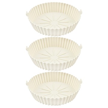 生活King 氣炸鍋烘培矽膠烤盤 小 米白色 18.5 x 5.5cm 3個