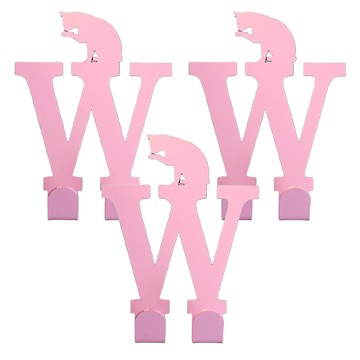 OPUS 東齊金工 歐式鐵藝貓咪字母掛勾 貓咪遇上字母W  粉色  3個