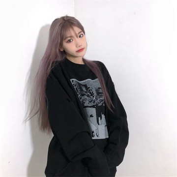 春秋薄款黑色衛衣女設計感學生寬松街頭oversize薄款外套