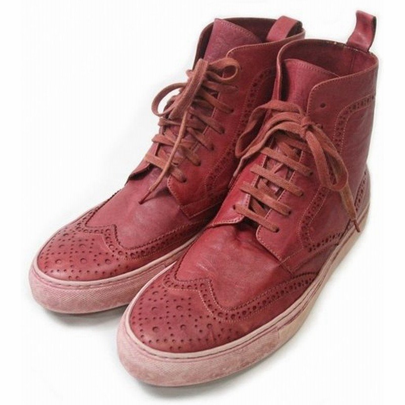 Mirco Ianua ミルコ イナウア メンズ レザー ハイカット スニーカー シューズ 靴 革靴 レッド レースアップ 通販 Lineポイント最大0 5 Get Lineショッピング