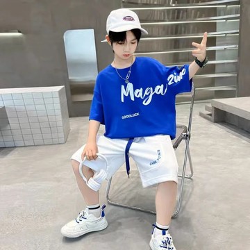 好品质~兒童夏季男童套裝夏裝新款短袖中大童衣服運動男孩帥氣 男童運動套裝 兒童短袖套裝 兒童休閒兩件套