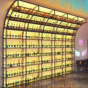 店長推薦 免運 網紅創意酒吧酒櫃吧臺背景展示酒架墻清吧酒館音樂餐廳隔斷紅酒架 可開立發票