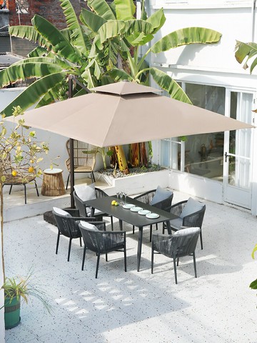 含運 庭院休閒戶外桌椅簡約庭院花園別墅露天休閑區布置燒烤桌藤椅組合防水