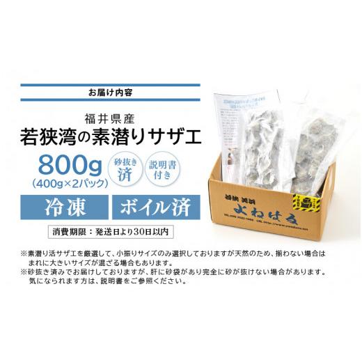 ふるさと納税 福井県 美浜町 [m17-a039] 素潜り 天然 サザエ ボイル済み 800g (400g×2P) 説明書付き 若狭湾産 新鮮な素潜り活サザエをボイル＆冷凍 柔らかく…