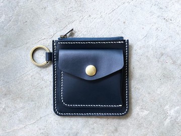 正方形拉鍊銀包 好好縫 皮革材料包 錢夾 銀包 散紙包 意大利植鞣