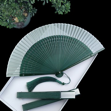 扇子折扇中國風女式夏天隨身便攜折疊漢服旗袍古風純色空白真絲扇