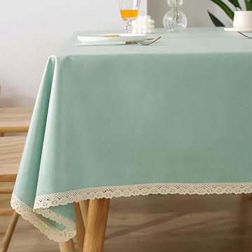 米禾 日式蕾絲防水桌巾  180 x 140cm  湖水綠  1個