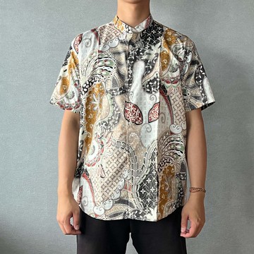 印尼蠟染大尺碼短袖襯衫 ARJUNA - 卡基銅 - ARJ006