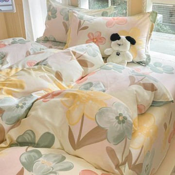 小清新學生全棉床上四件套100%少女心純棉裸睡被套160*210三件套