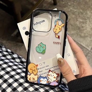 娃娃機皮卡丘適用蘋果iPhone17Pro 16 15 14 13 12 11 Pro Max黑邊透明亞克力防摔手機殼