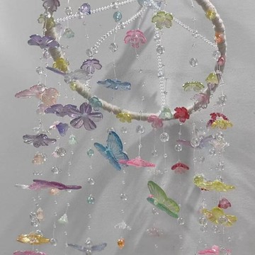 立體 銀蝴蝶 風鈴 diy 材料包 掛飾 風鈴 手工制作 紅書同款 蝴蝶風鈴diy全套材料包 室內掛墻 送女朋友閨蜜禮物