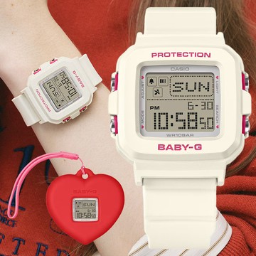 CASIO卡西歐 BABY-G+PLUS 愛心錶殼吊飾 時尚腕錶 BGD-10KH-7