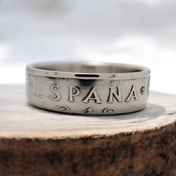 西班牙硬幣戒指 50 分錢 1949 年男士硬幣戒指 女士硬幣戒指