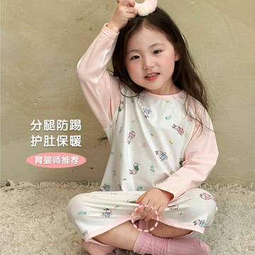 兒童連體睡衣男女孩春秋長袖連體家居服a類2025新款睡袋寶寶睡袍鑫弘-萌寶童裝可開發票