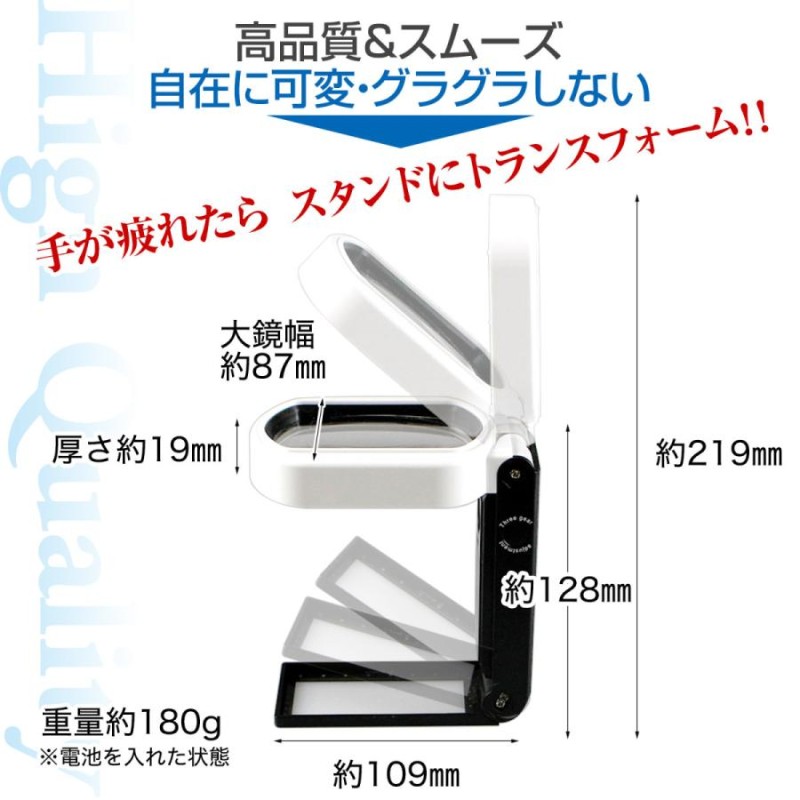 拡大鏡 ルーペ 手持ち スタンドルーペ 倍率3.5倍&25倍 2種類レンズ LED