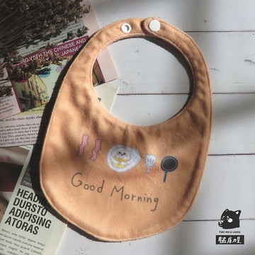 腿庫力量圍兜兜-早安馬爾濟斯煎蛋 台灣製 台灣原創設計 口水巾