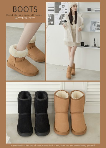 可反褶中筒雪地靴