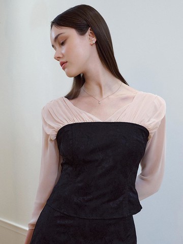 Laurent Jacquard Blouse_Black