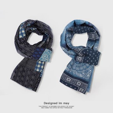 百搭復古文藝秋冬季圍脖女阿美咔嘰民族風腰果花棉麻男士圍巾冬款