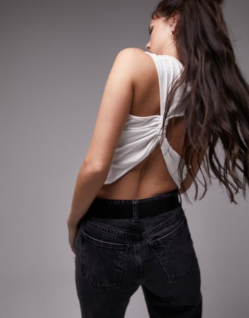 Topshop twist back vest in white
