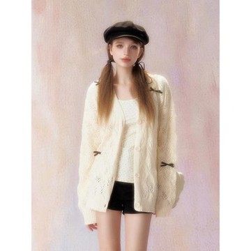 SPEAR YOUTH“春日幻想”鏤空蝴蝶結毛衣慵懶寬松針織衫上衣外套