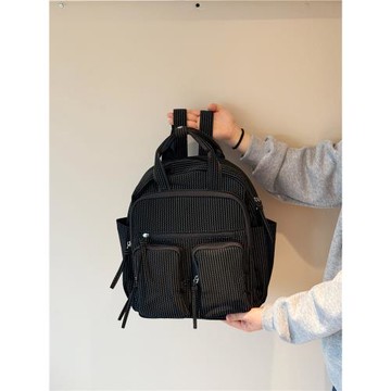 MY多口袋夾層小眾雙肩包軟皮休閑大容量雙肩包包百搭英倫雙肩背包