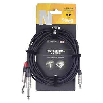 stagg nyc3/mps2pr 3米 y cable y型線 3.5mm 公 轉 雙 6.3mm