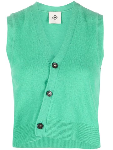 The Garment - asymmetric V-neck knit vest - women - Cashmere/Lambs Wool - 8 - Green