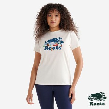 Roots女裝- HOLIDAY PAJAMA 短袖上衣-米白色