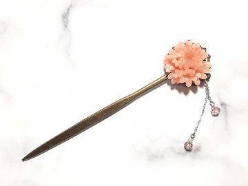 鴛鴦菊 妃紅 髮簪 造型