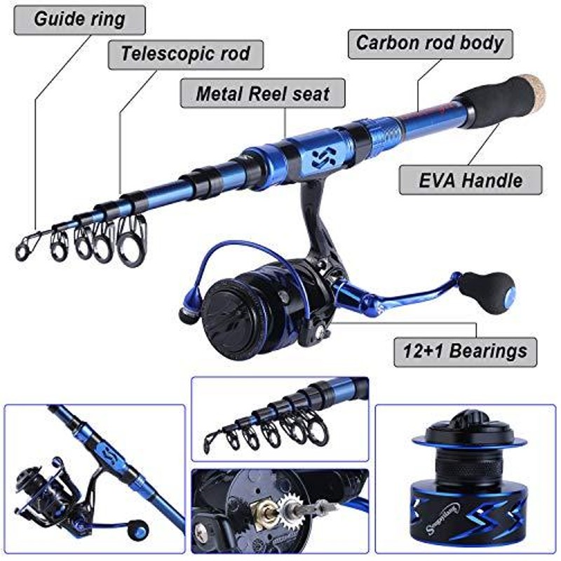 Sougayilang 釣り竿リールコンボ ポータブル伸縮釣りポール スピニング