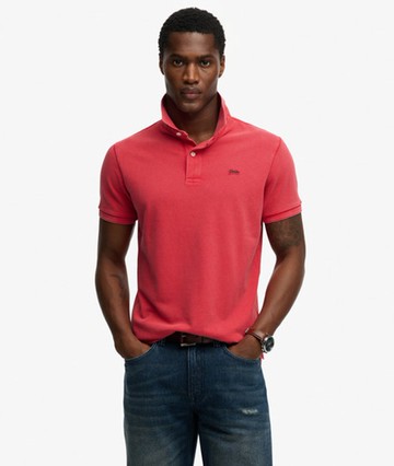 Superdry Men's Classic Pique Polo Shirt Pink Size: M