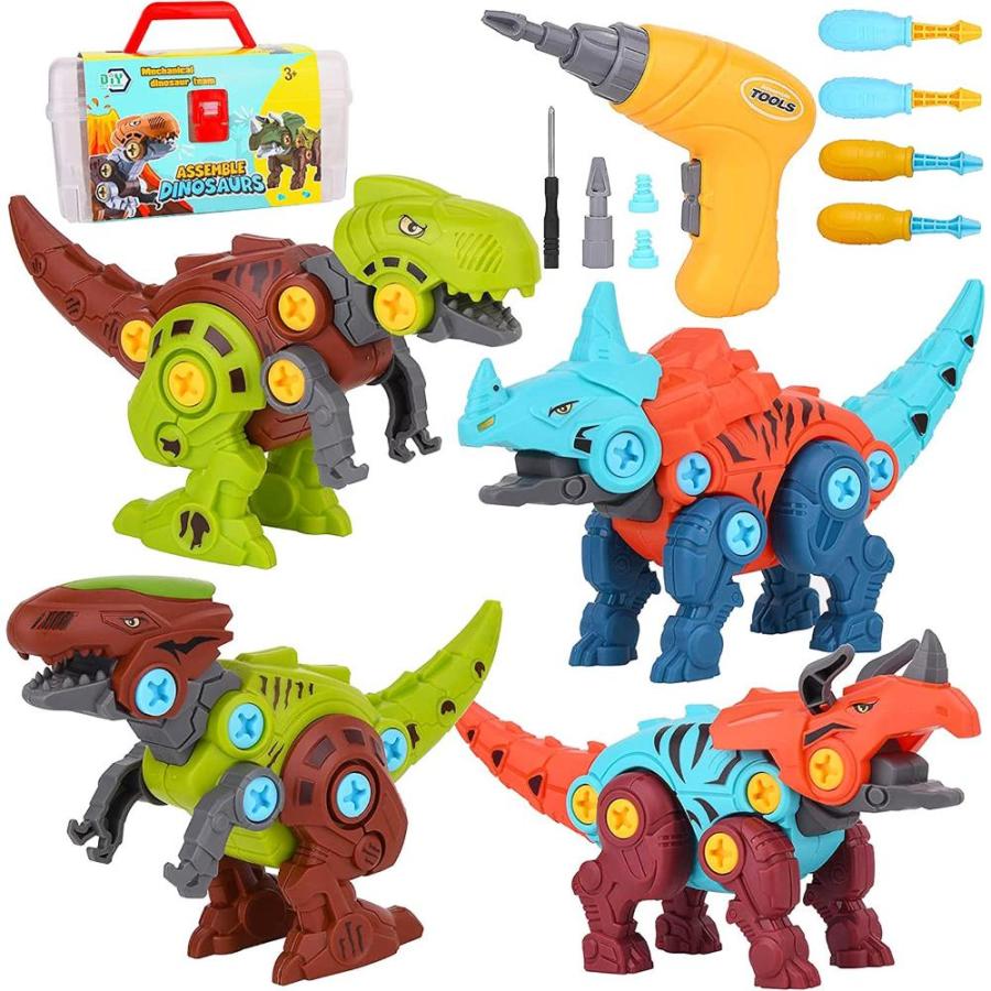 Take Apart Dinosaur Toys with Electric Drill for Kids Pack