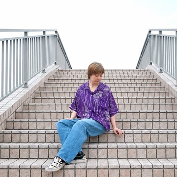 UMUI 真絲和服按扣襯衫、紫色紮染復古和服改造款、春季襯衫