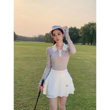 Regolf2025夏季新款休閑防曬POLO領長袖上衣女裝高爾夫網球裙套裝
