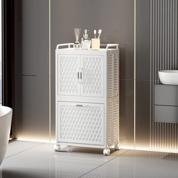 歐式摺疊分層髒衣籃收納櫃附輪-2層 兩款可選 009100 2層-不透明白色面板