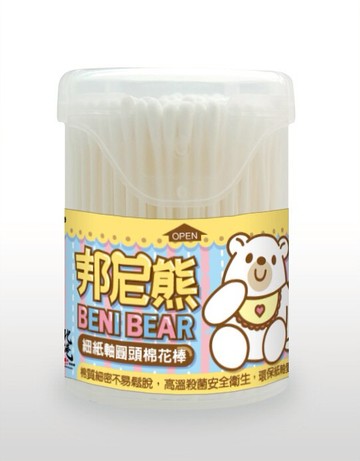 邦尼熊 細紙軸圓頭棉花棒(易開罐) 150支入