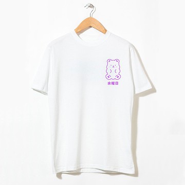 日文 星期三 小熊 中性短袖T恤 白色 可愛軟糖禮物閨蜜朋友聖誕