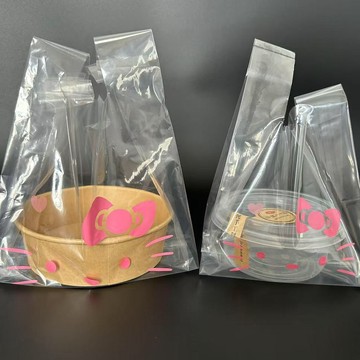 高 冰粉打包袋水果撈甜品燒仙草包裝袋透明一次性袋子壽司擺攤手提袋 一次性 打包 包裝 出貨 自粘袋 透明手提袋