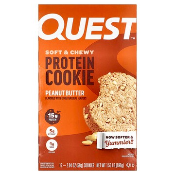 Quest Nutrition, 蛋白質曲奇，花生醬味，12 塊，每塊 2.04 盎司（58 克）