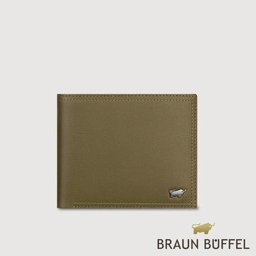 【BRAUN BUFFEL 德國小金牛】台灣總代理 斯杜迪歐 8卡男夾-橄欖綠/BF566-313-MIO
