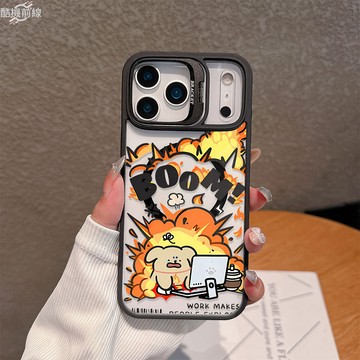 爆炸小黃狗 適用iPhone17ProMax手機殼 16 13 12 14 15 11 全包邊防摔硬殼 鏡頭支架磁吸殼